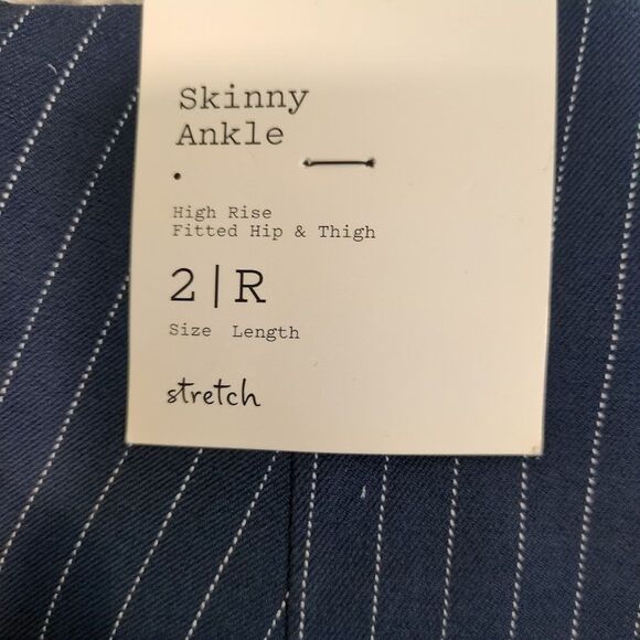 NWT A New Day Womens 2 Navy Stripe Side Zip Skinny Ankle Pants High Rise Stretch - Picture 6 of 7